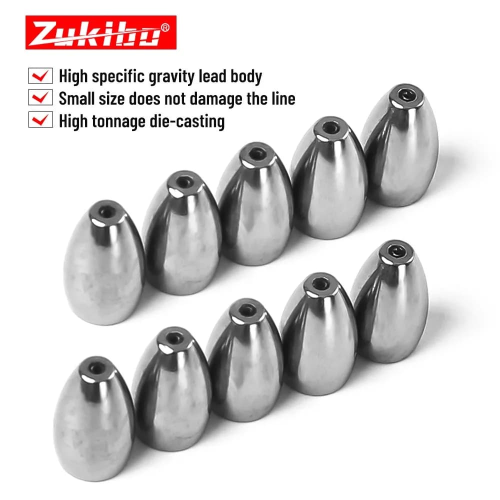 Plombs bullet acier ZUKIBO 20/30 pièces - Plombs pour Texas rig Carolina rig pêche leurres souples