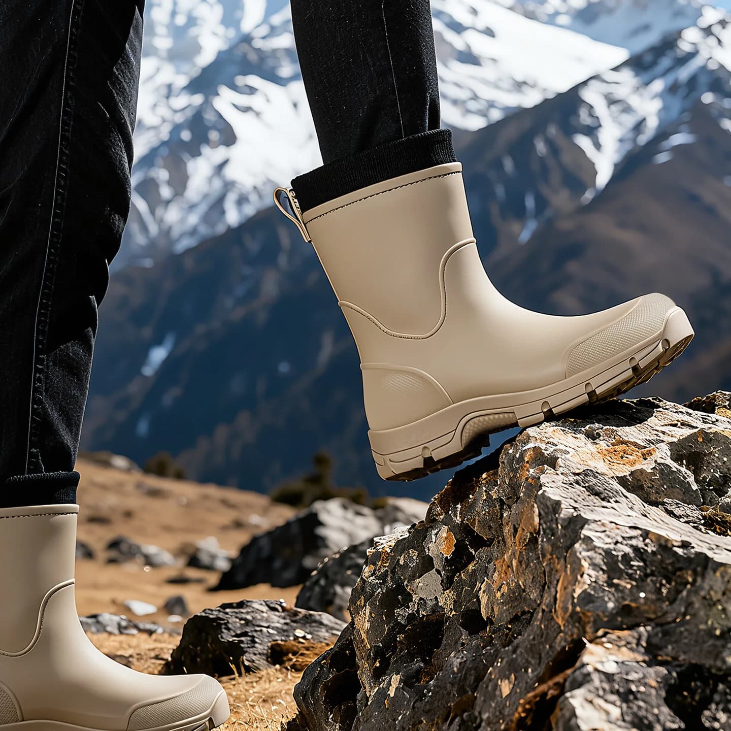 Bottes de pluie mi-mollet PVC unisexe antidérapantes résistantes pêche lavage auto
