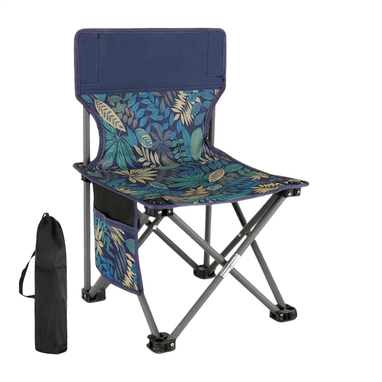 Chaise pliante randonnée avec poche latérale support 130kg pour pêche et camping portable