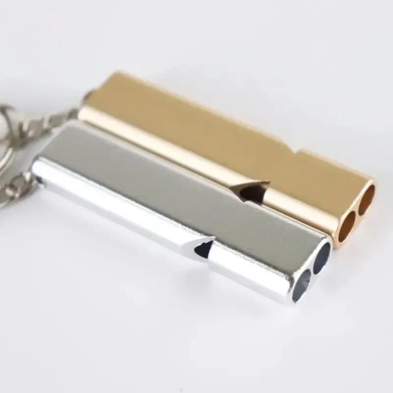 Sifflet survie aluminium double fréquence - Équipement sécurité essentiel pour pêche extrême et outdoor