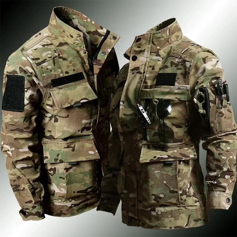 Uniforme camouflage war games pêche tactique veste salopette multi-poches training CS 2 pièces