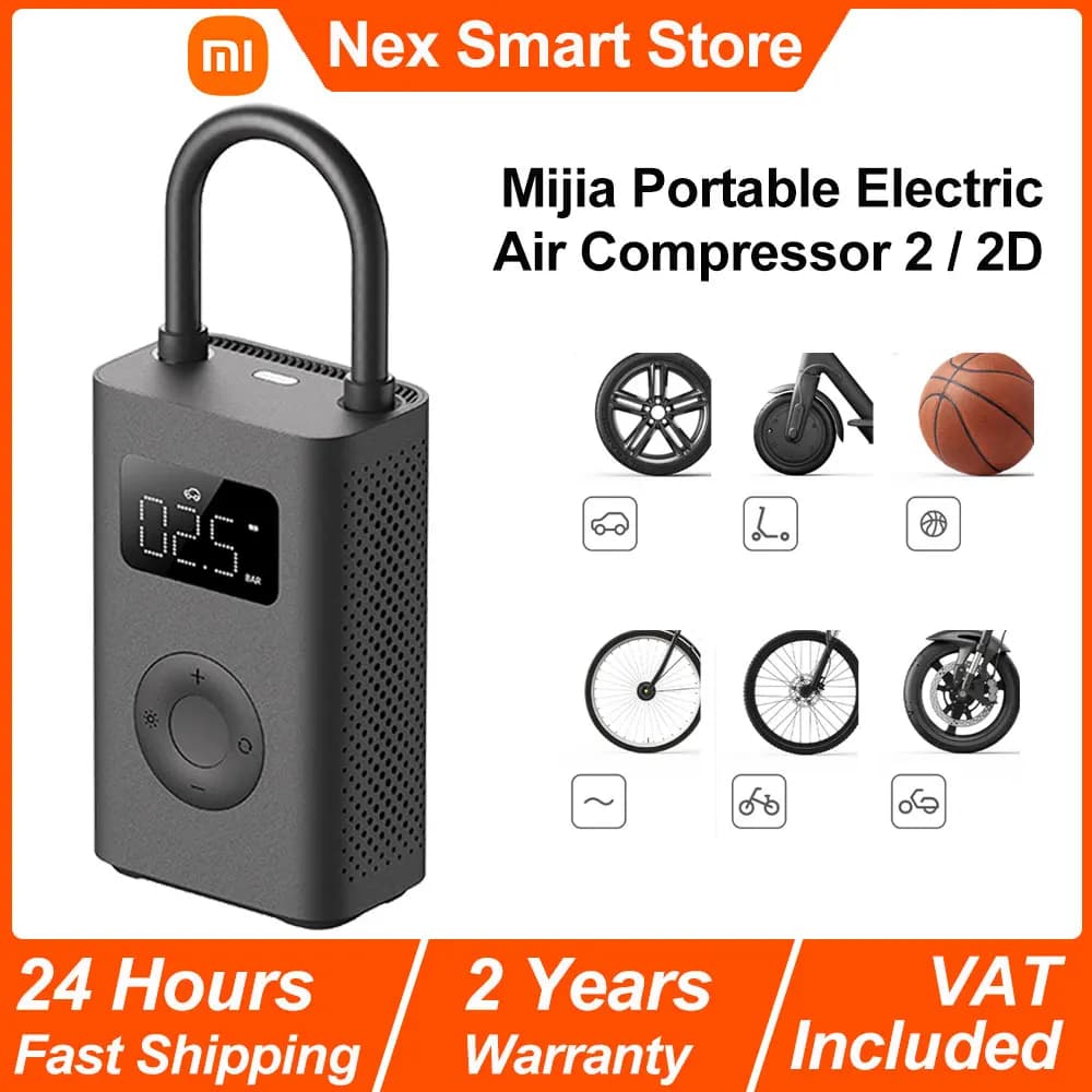 Compresseur électrique portable Xiaomi Mijia 2/2D - Détection pression pneus smart pour vélo et accessoires