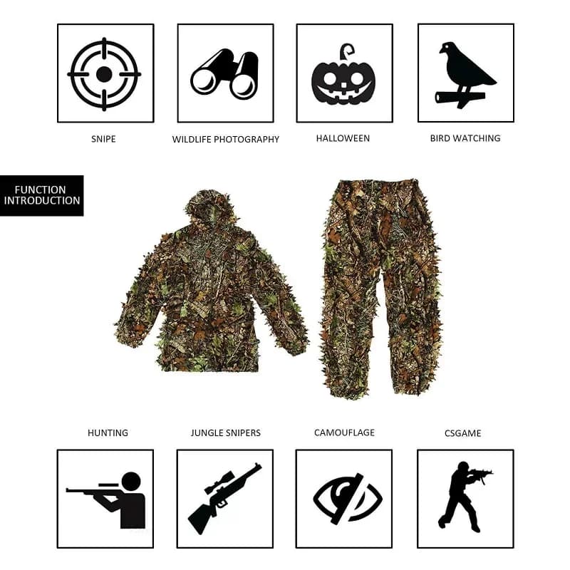 Ensemble camouflage jungle familial pour pêche - Veste à capuche et pantalon taille adulte et enfant