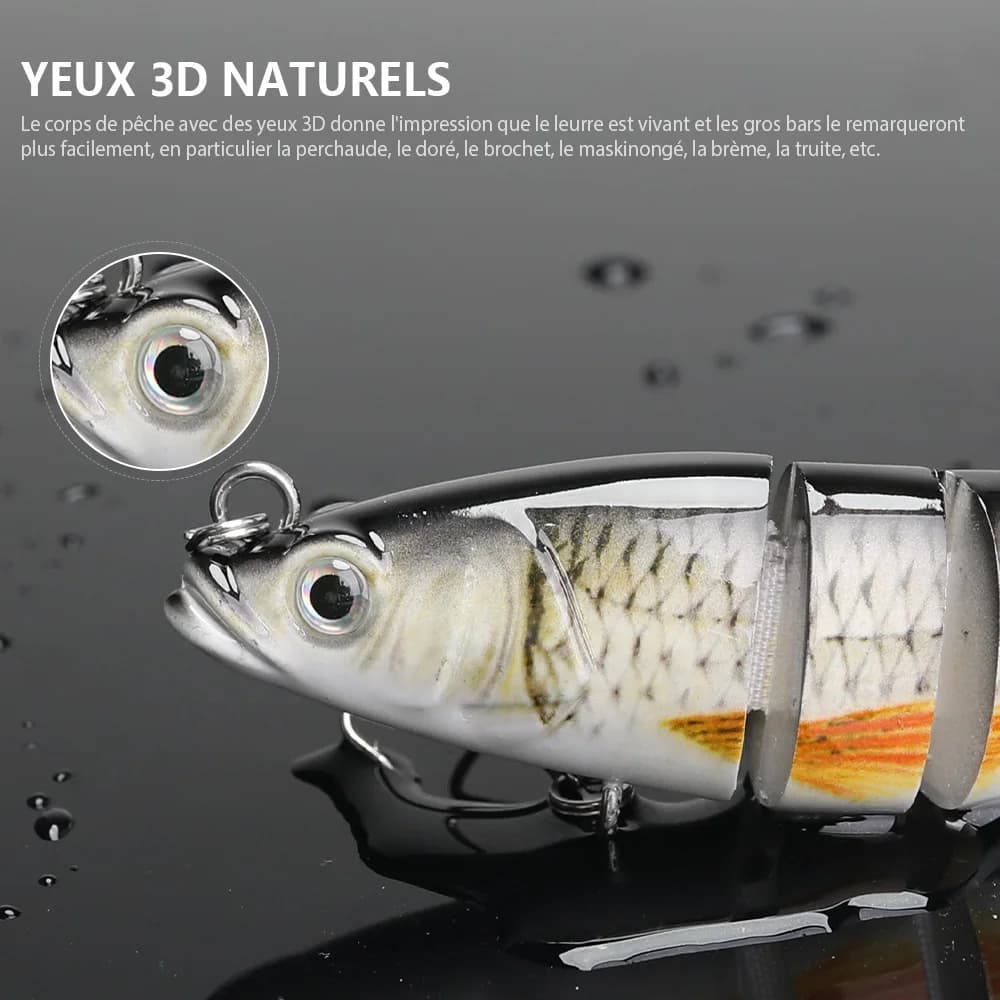 Leurre souple articulé VTAVTA 10-14 cm, appât dur 8 segments pour la pêche aux leurres crankbait
