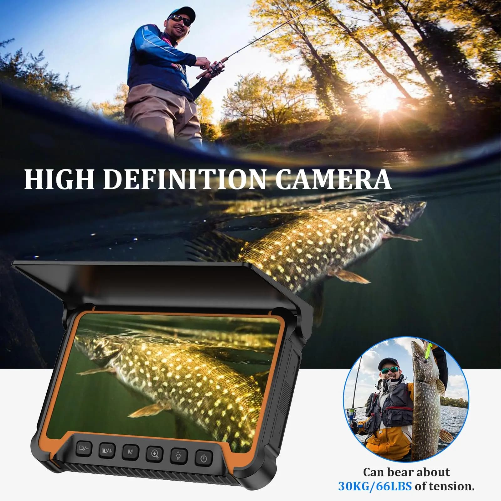 Caméra sous-marine pêche 7 pouces vision nocturne infrarouge 30m câble étanche portable pour pêche glace