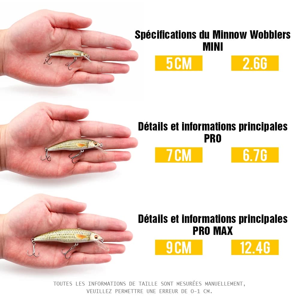 Mini wobblers flottants 2g 6g 12g VTAVTA pour pêche brochet - leurres minnow crankbait