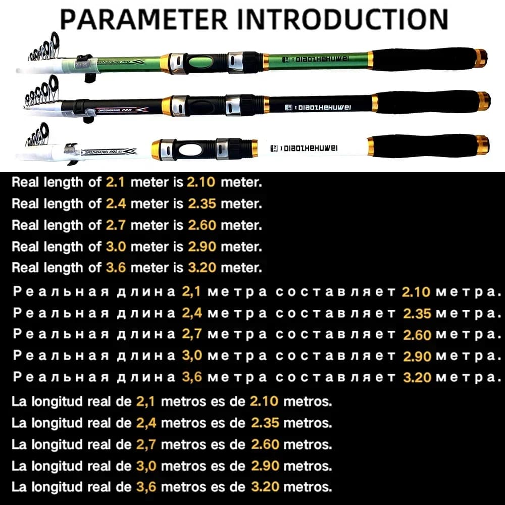 Canne à carpe GHOTDA 2.1M-3.6M Carp Fishing Rod Feeder Hard FRP Carbon Fiber Telescopic Fishing Rod Fishing Pole