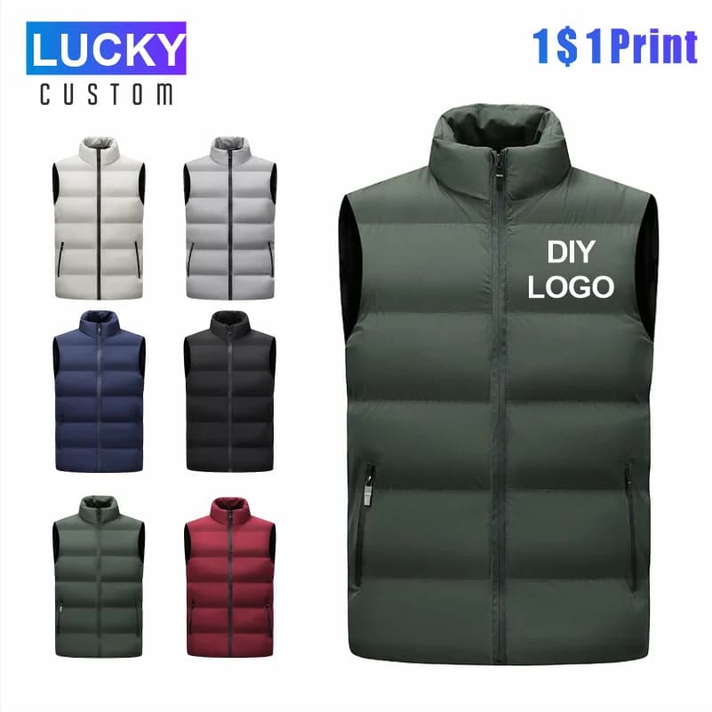 Veste sans manches homme col montant chaude coupe-vent hiver personnalisable logo
