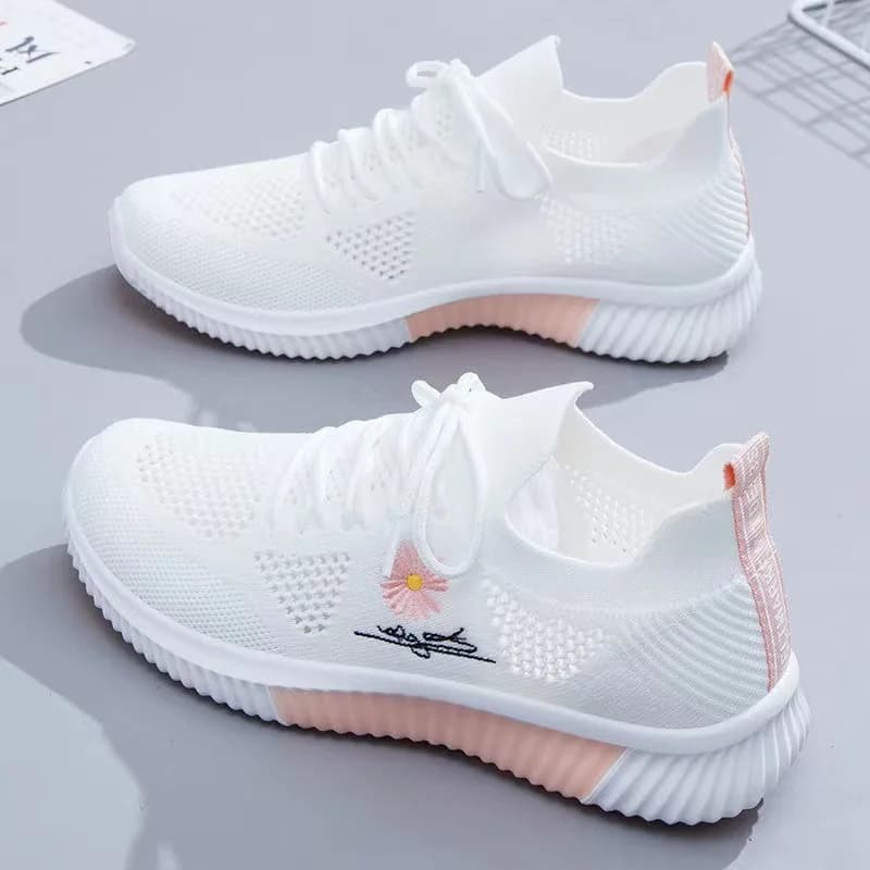 Petites chaussures blanches pêche femme tricotées semelle souple respirantes pour pêche étudiante été