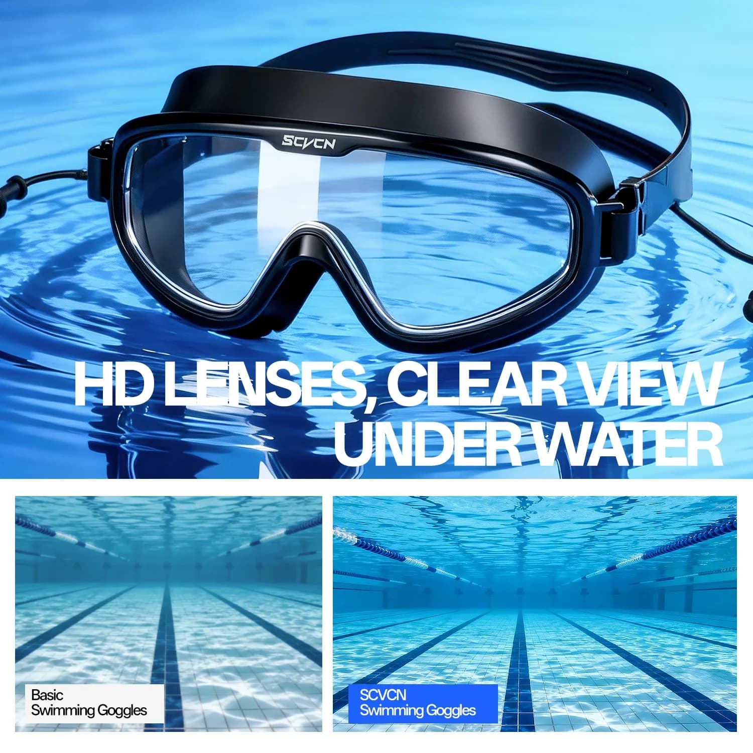 Lunettes de natation SCVCN étanches anti-buée professionnelles extérieur - Protection sous-marine