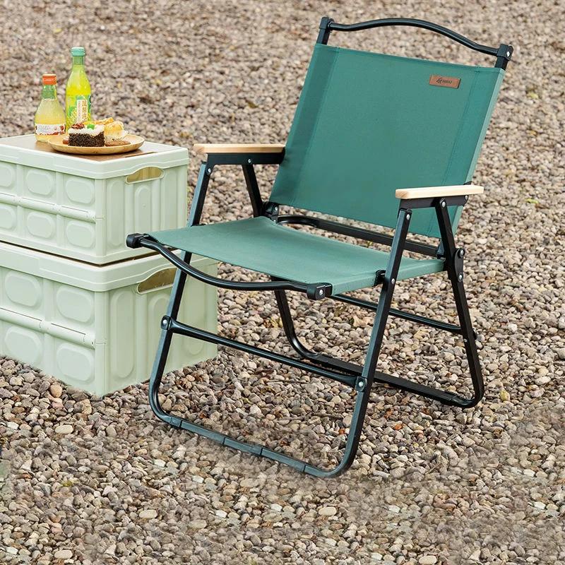 Chaise pêche ultra-légère pliante aluminium cadre noir camping été barbecue plage extérieure