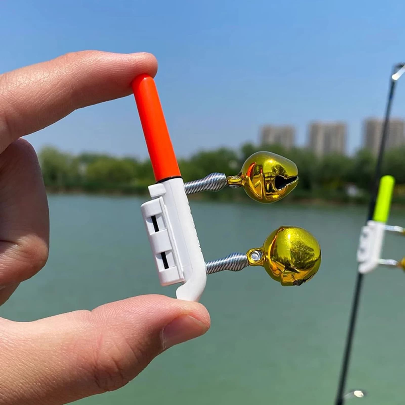 Cloches lumineuses pour embout de canne - 2 pièces pour pêche de nuit et pêche en mer anti-vibration