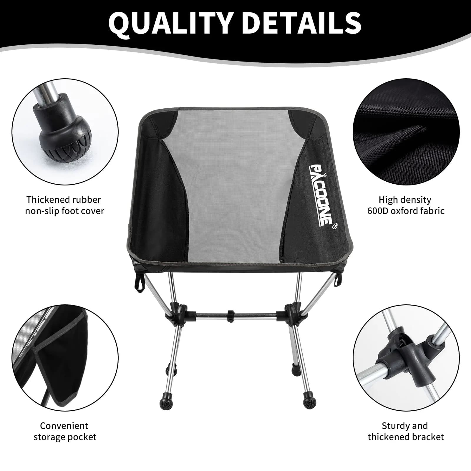 Chaise pliante PACOONE ultralégère aluminium pour pêche, camping, plage et voyage portable