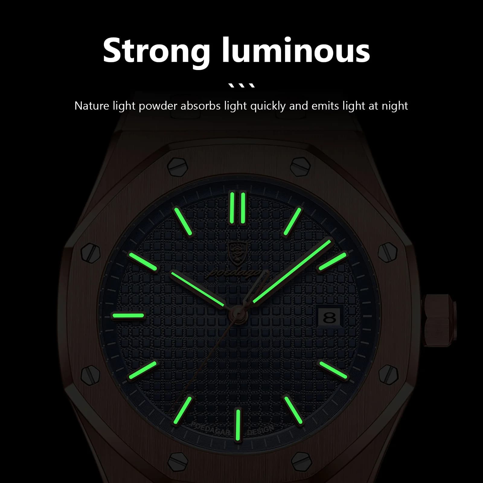 Montre bracelet homme POEDAGAR luxe acier inoxydable étanche date lumineuse quartz affaires élégante