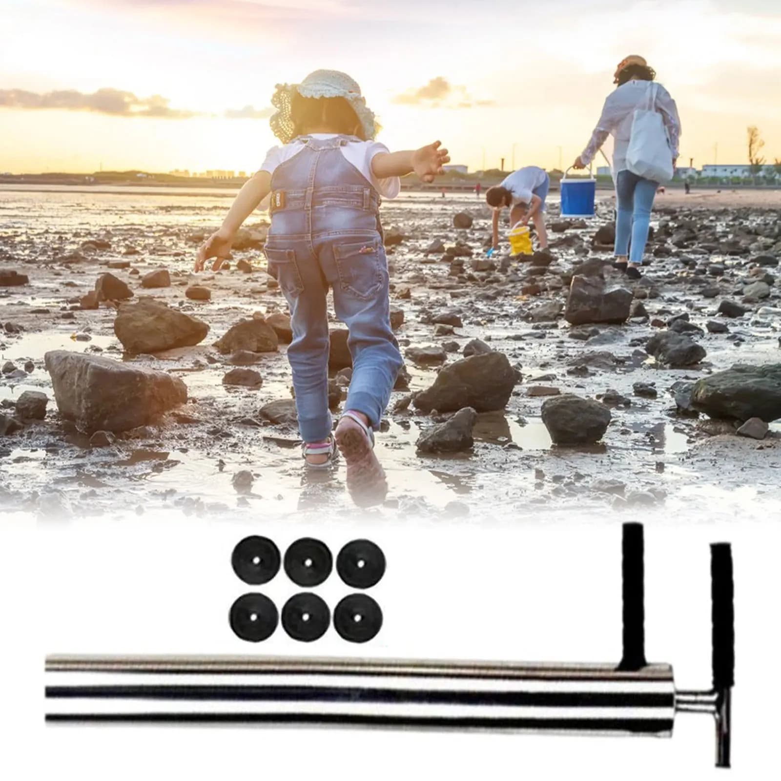 Pompe crevettes mantis acier inoxydable portable pour pêche crustacés plage extérieur facile à transporter