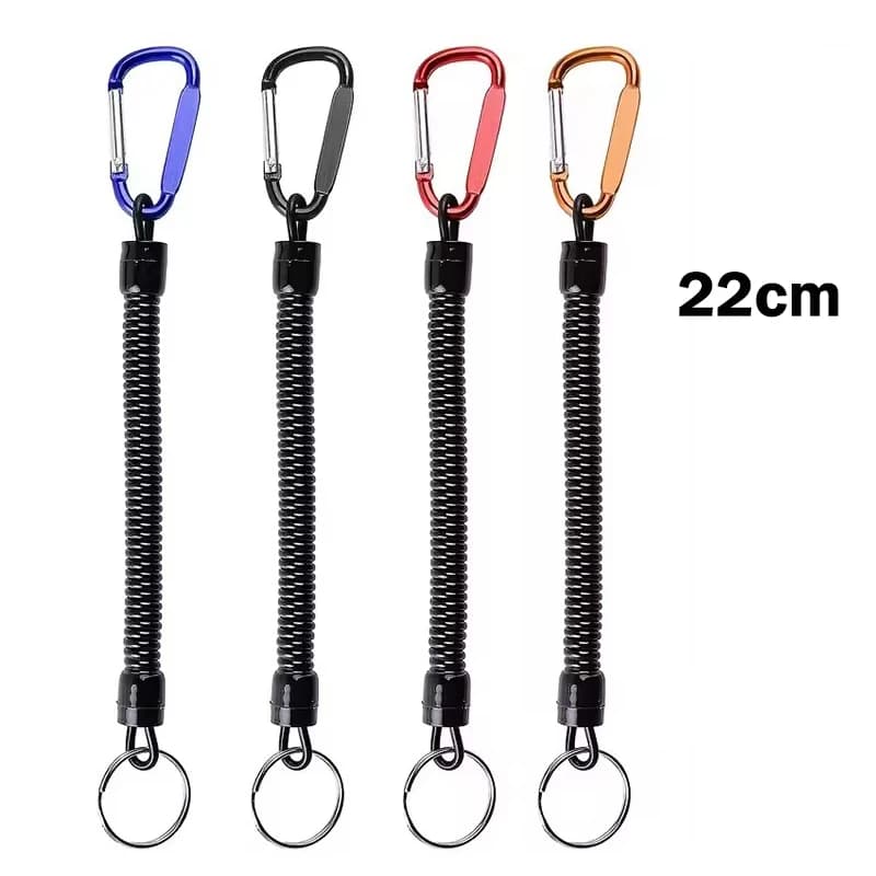 Corde extensible 22cm pratique pour suspension pêche avec ressort mousqueton escalade outil pêche