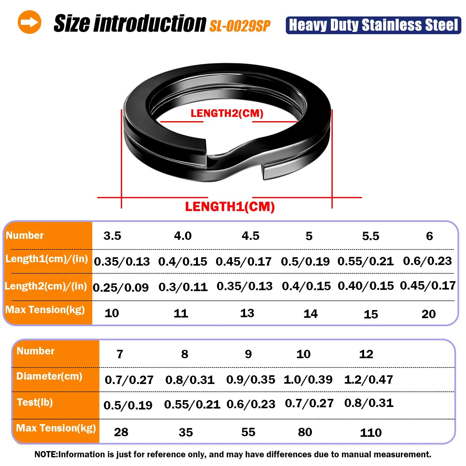 100 anneaux de split rings pêche en acier inoxydable 3.5-12mm haute qualité renforcés