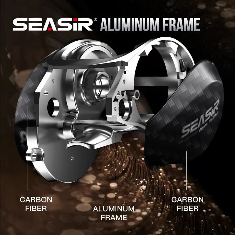 Moulinet baitcasting Seasir Salminus en aluminium, 2 bobines, ratio 8.0:1, frein 12kg pour pêche aux leurres lourds