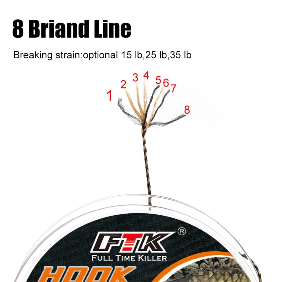 Ligne de pêche carpe NGB 20m sans plomb camouflage 8 brins pour feeder et hair rig