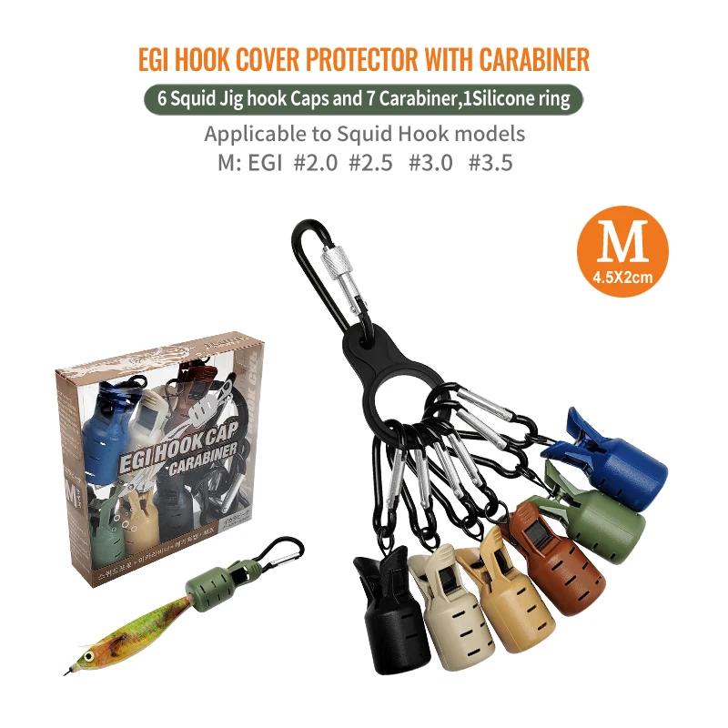 Protecteur leurre calmar 6 pièces webfoot avec mousqueton pour pêche à l'encornet en mer
