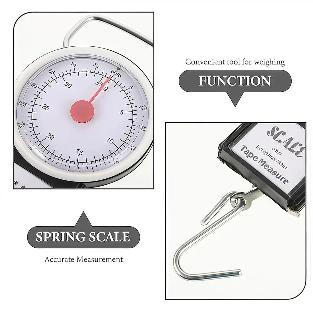 Limnoid Portable Hanging Scale with Tape Measure 35kg Capacity Lightweight Weigh