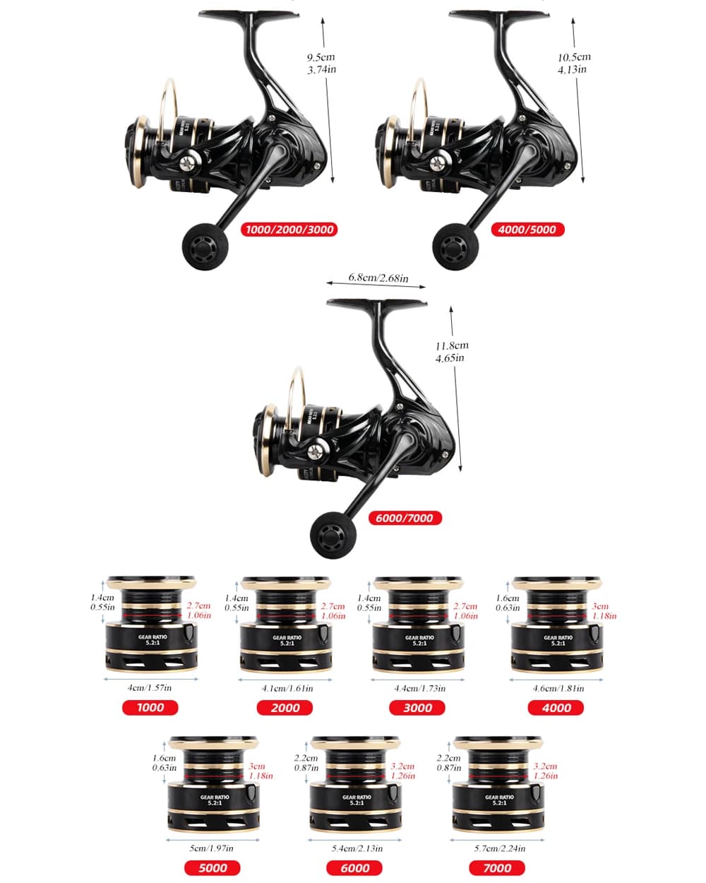 Moulinet spinning professionnel ultra-léger 1000-7000 avec frein 8-12kg pour eau douce et mer
