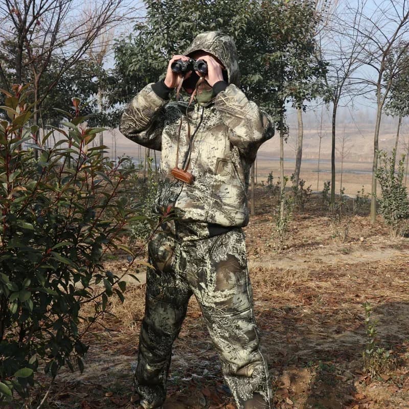 Veste et pantalon camouflage bionique hiver épais pour pêche, chasse et randonnée tactique