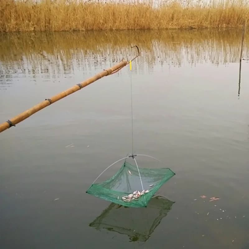 Piège à crabes parapluie avec filet et appât pour pêche au lancer et réapprovisionnement en crevettes