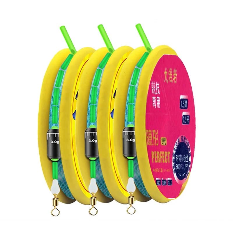 3 kits de ligne de pêche avec flotteur, plombs et émerillon - Nylon super résistant pour pêche sportive