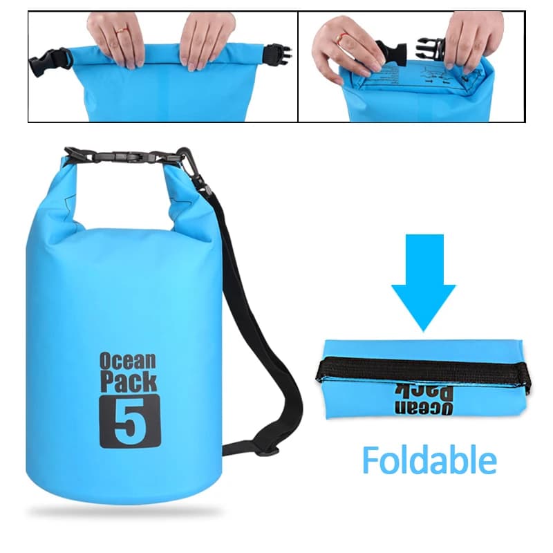Sac étanche flottant 500D 2L à 30L pour pêche en bateau rafting et activités nautiques