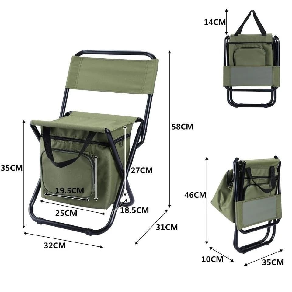 Chaise pliante portable trois-en-un camouflage poney pour pêche, camping et glacière