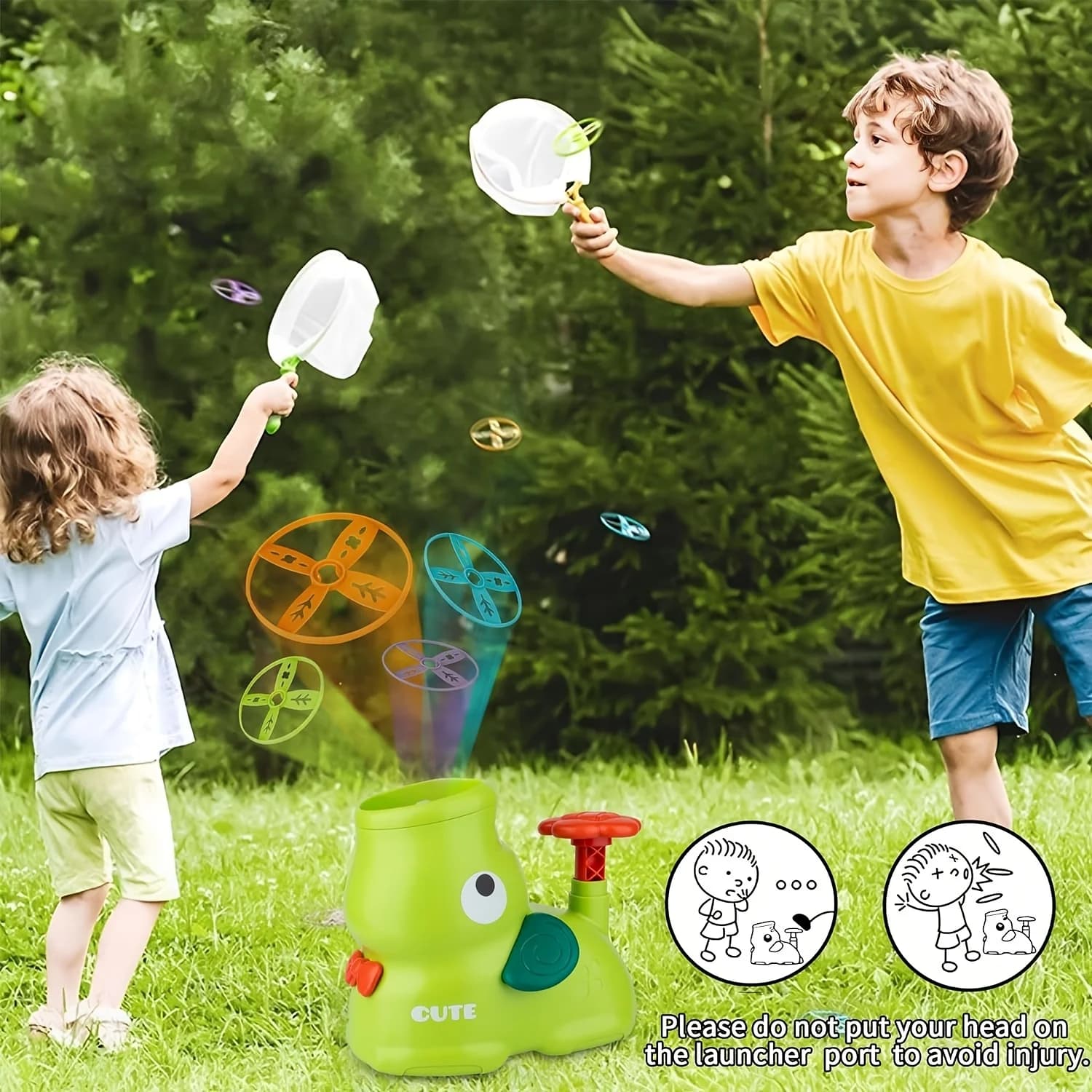 Lanceur soucoupe volante éléphant rose pour enfants - Jeu extérieur durable parc jardin jouet