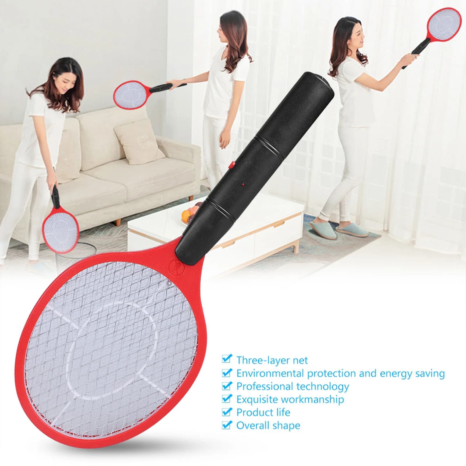 Raquette électrique anti-moustiques sans fil batterie pêche camping extérieur tue-insectes pratique