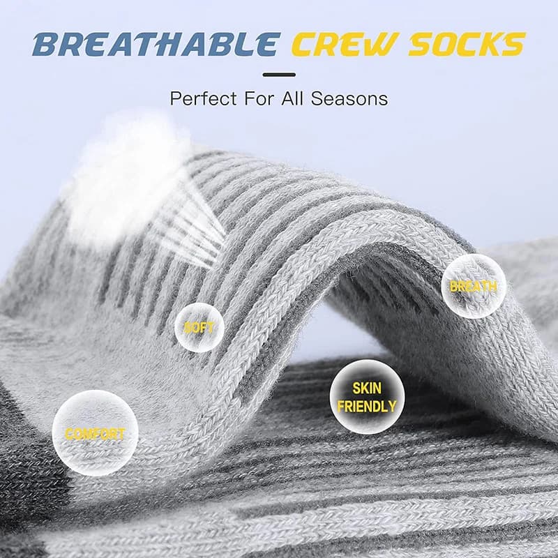 Chaussettes sport performance running mi-mollet - Respirantes amorties pour pêche endurance