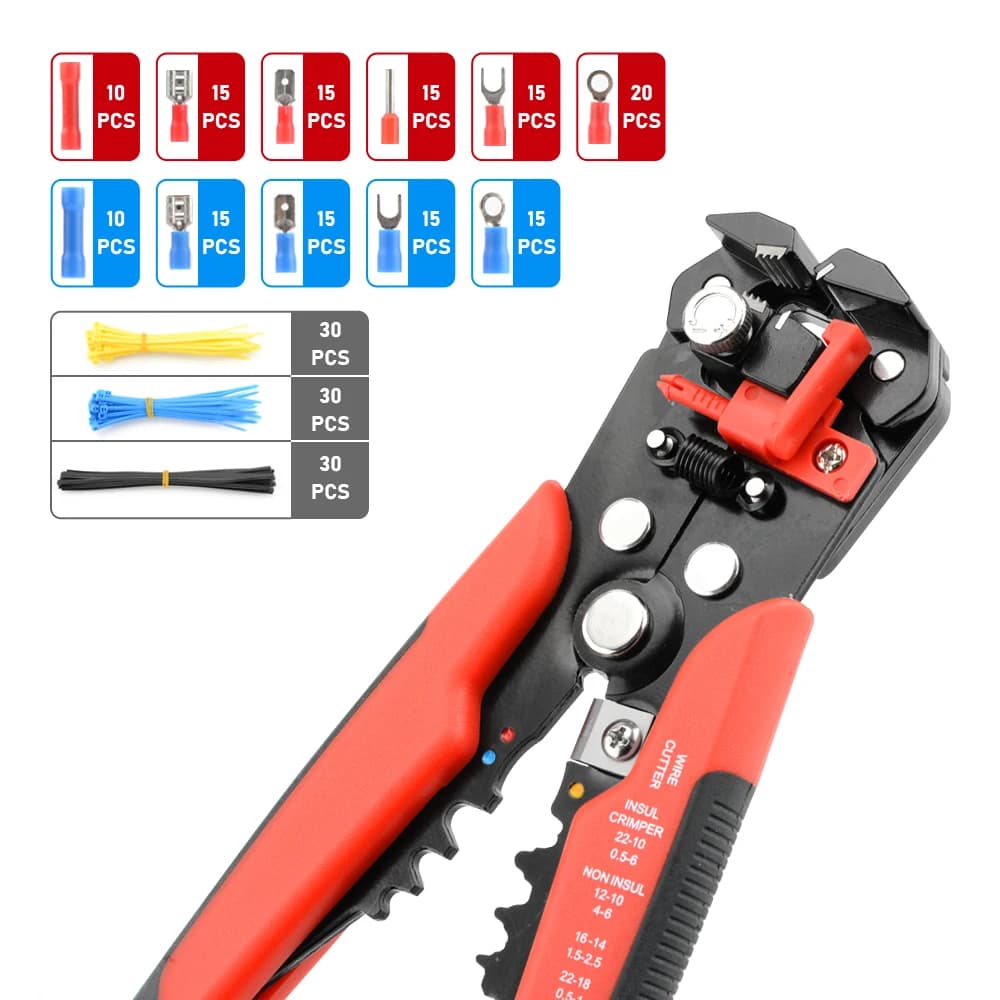 Pince dénudeuse auto-ajustable pour pêche : kit coupe-câble avec étui multifonction sertissage
