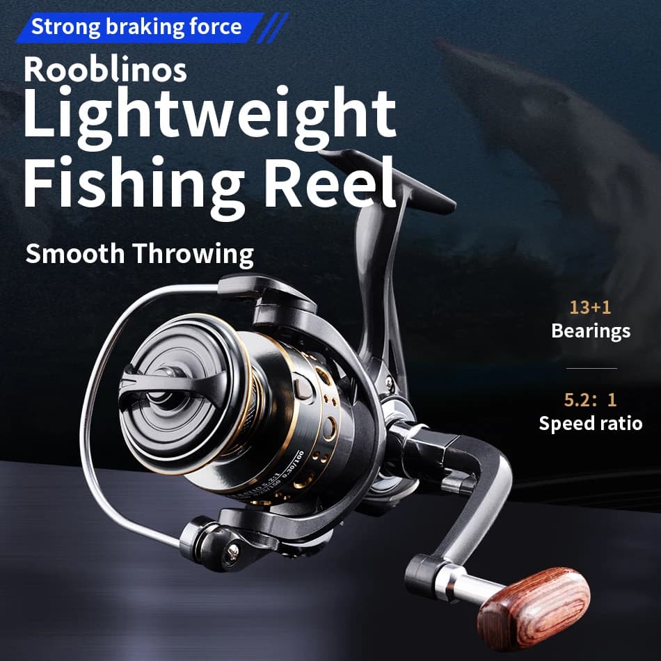 Moulinet pêche spinning Rooblinos BK métal frein interchangeable gauche droite truite carpe eau douce mer