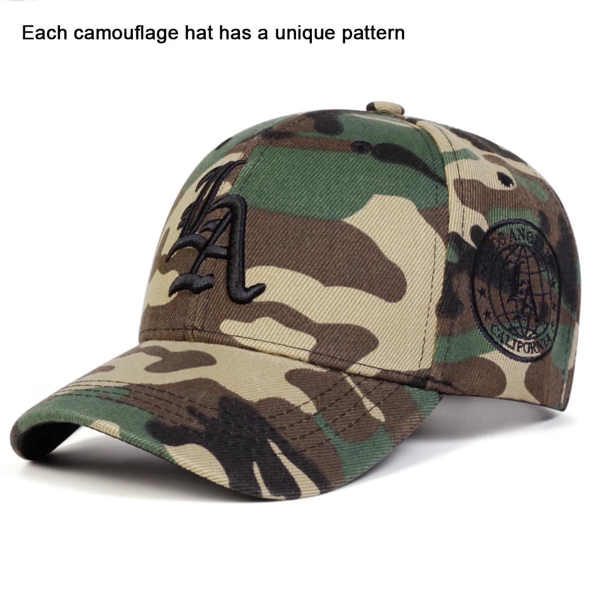 Casquette pêche gothique LA camouflage - Broderie unisexe protection UV réglable sport