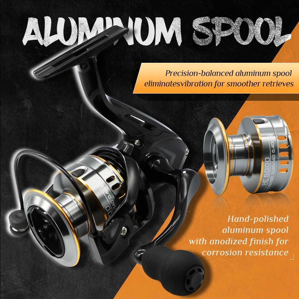 Moulinet spinning ultraléger Rooblinos HE métal 5.2:1 pour pêche eau douce et mer