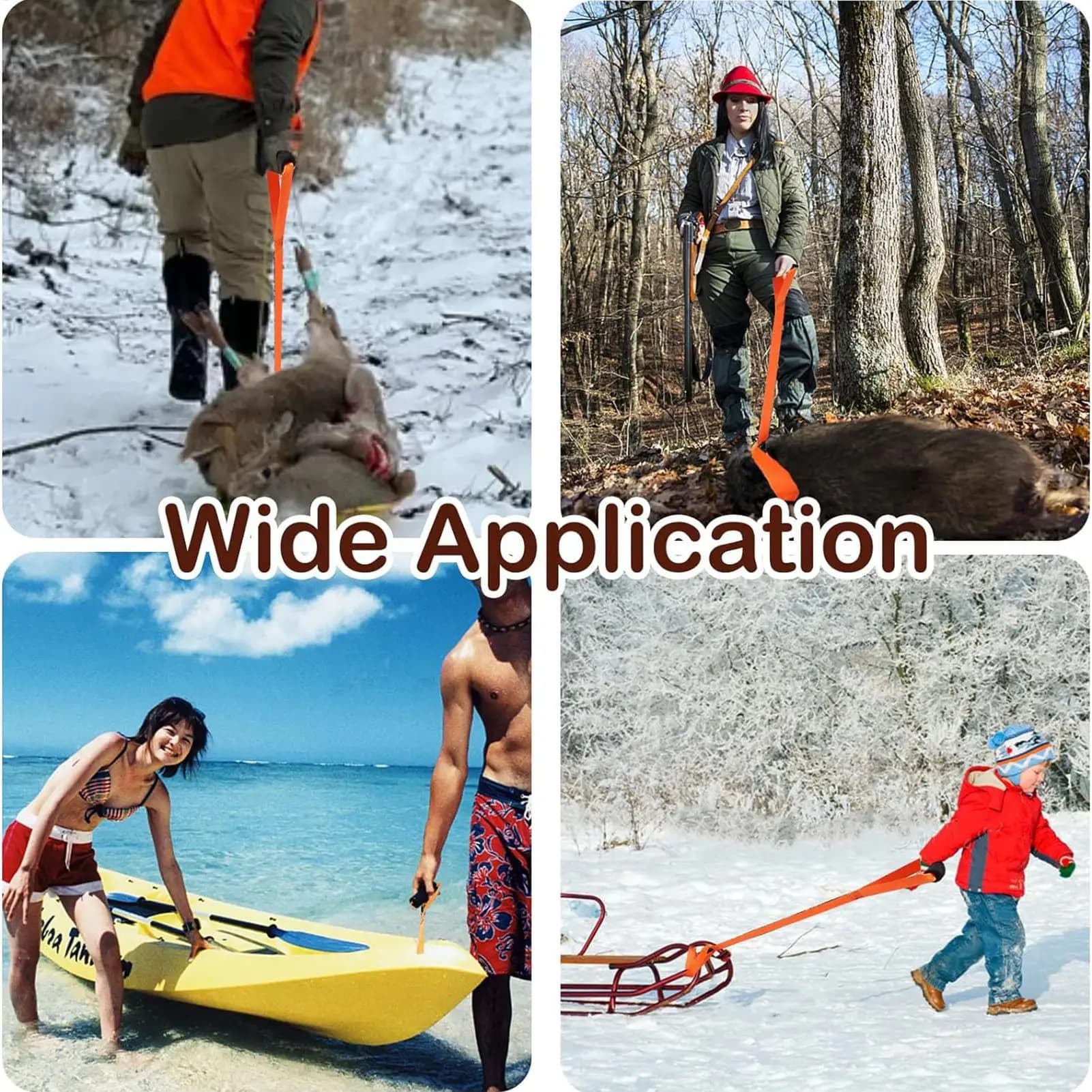 Corde de traction pliable pour cerf avec poignée - Accessoire chasse pêche multi-usage transport équipement