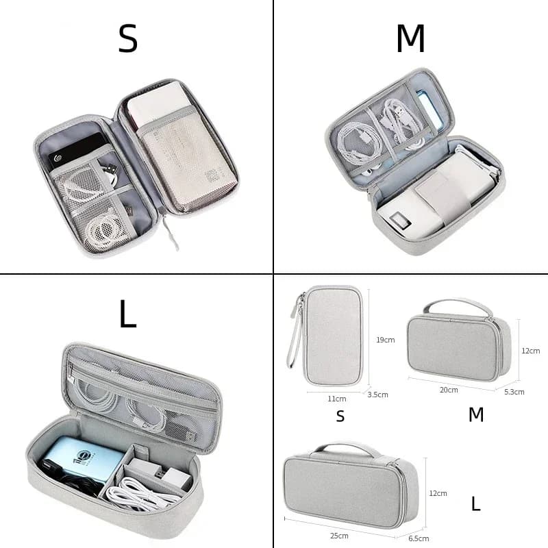 Grand organisateur de câbles de voyage - Pochette étanche portable pour câbles et électronique