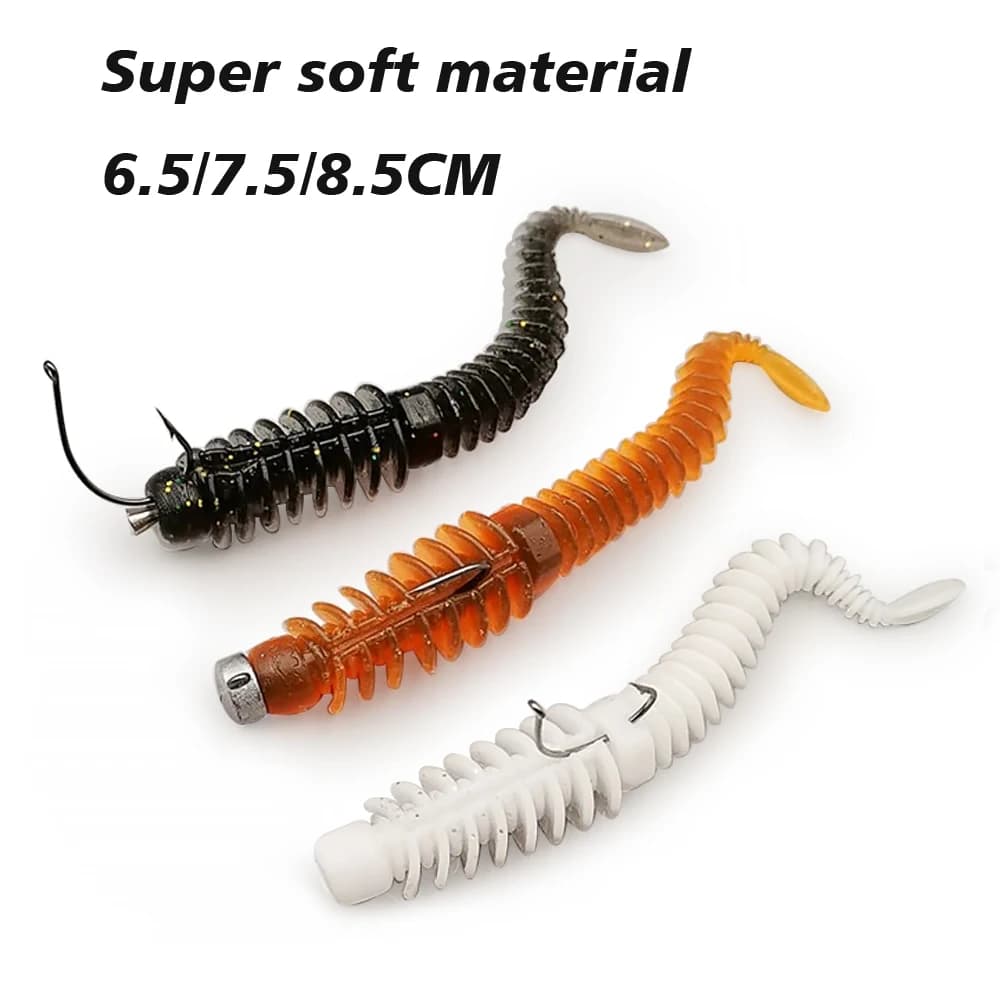 10 leurres souples TPE 6.5-8.5cm pour carp fishing - appâts aromatisés avec hameçons intégrés