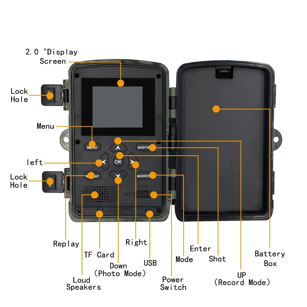 PR4000 caméra chasse WiFi Bluetooth 32MP IP66 étanche avec écran LCD 2 pouces vision nocturne