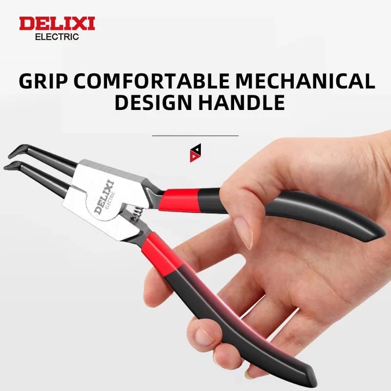 Pinces circlips DELIXI ELECTRIC 5 fonctions - Pince à bec long pour anneaux retenue installation retrait arbres