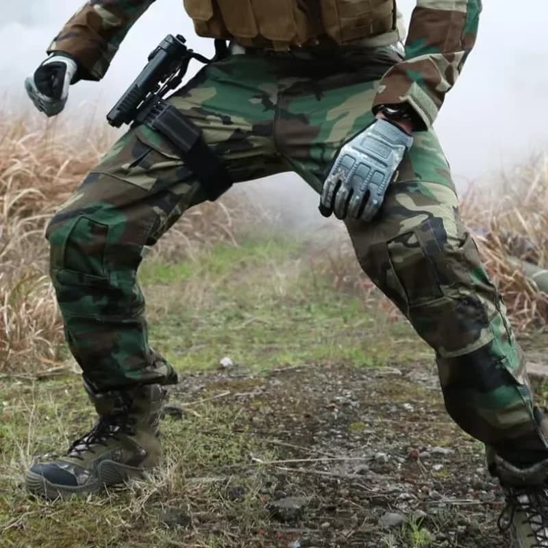 Pantalon tactique pêche camouflage respirant imperméable avec genouillères intégrées pour hommes