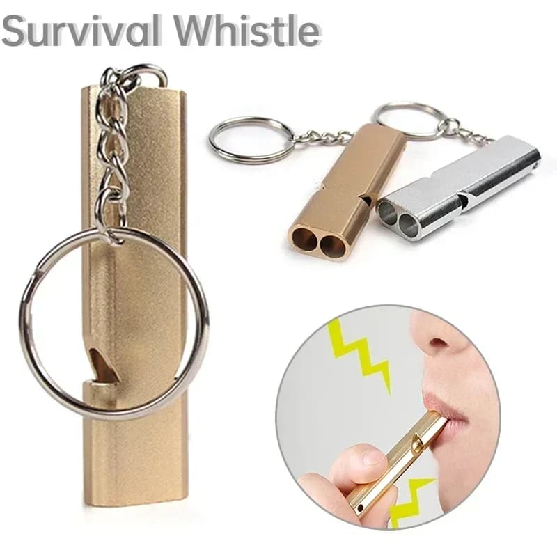 Sifflet EDC aluminium pour survie outdoor - Accessoire clé pêche randonnée camping décibels élevés