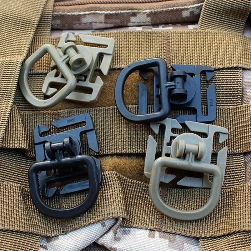 4 anneaux en D tactiques rotatifs 360° - Accessoires fixation MOLLE pour sacs à dos