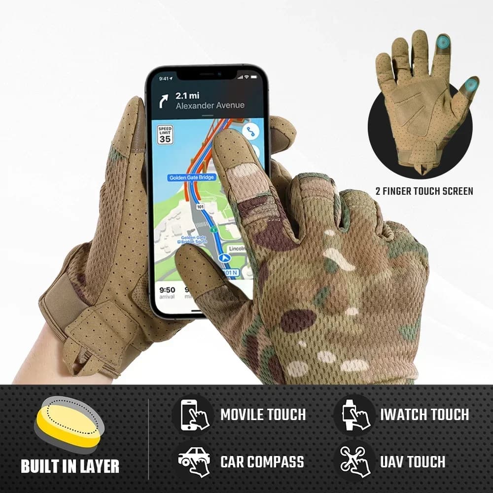Gants tactiques camouflage écran tactile outdoor pêche chasse vélo airsoft randonnée
