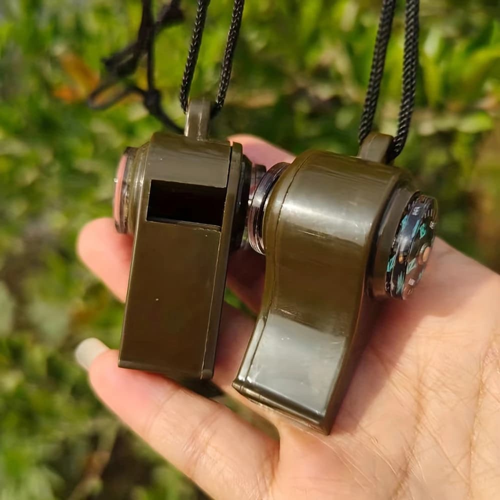 Sifflet survie 3 en 1 avec boussole thermomètre pour pêche randonnée sécurité outdoor