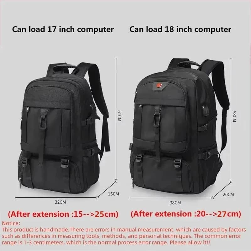 Sac à dos voyage 50L 80L homme compartiment chaussures séparé - Sport outdoor étanche noir - Grande capacité