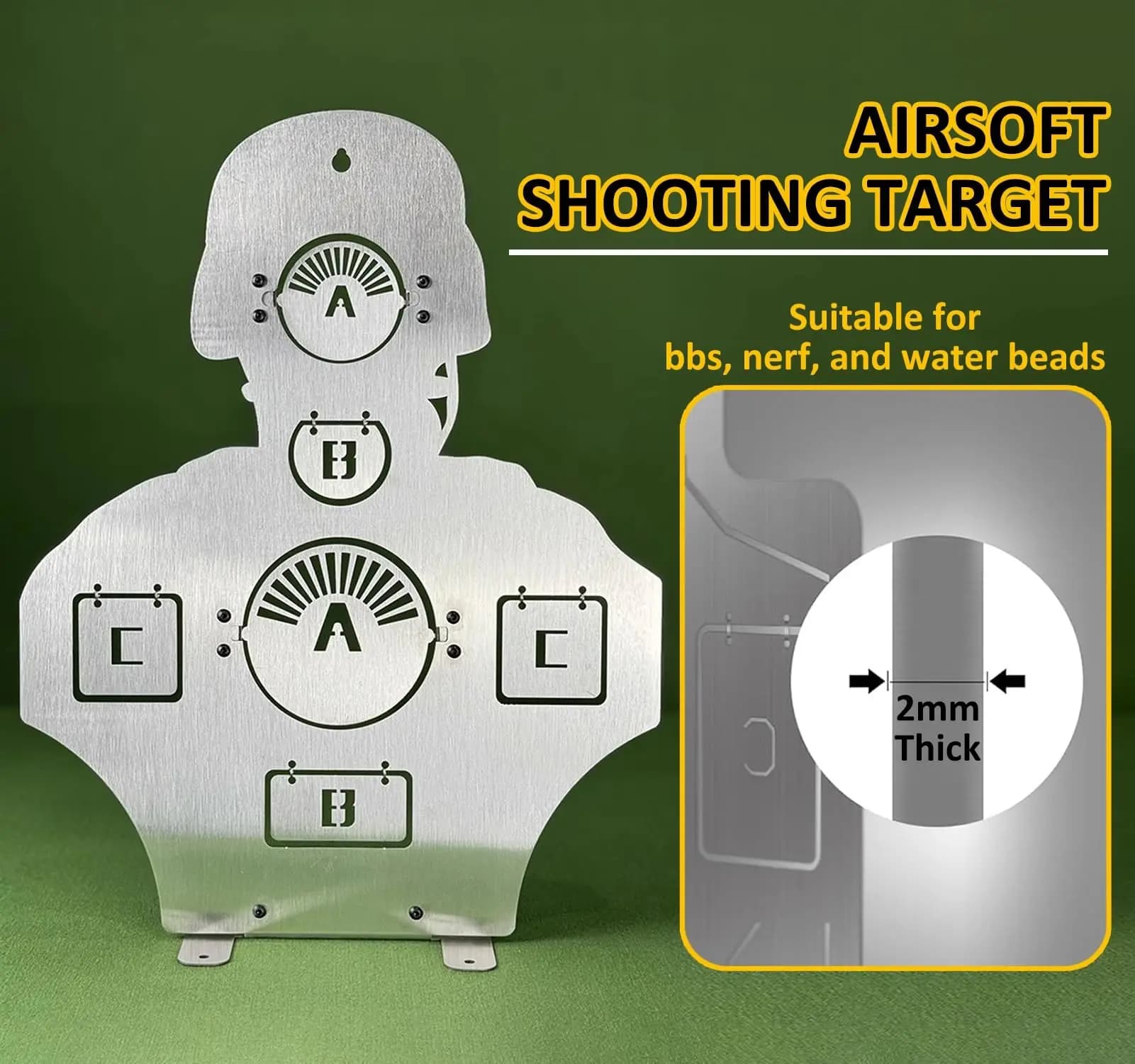 Cibles acier inox découpées laser avec supports - pour stand tir extérieur jardin entraînement